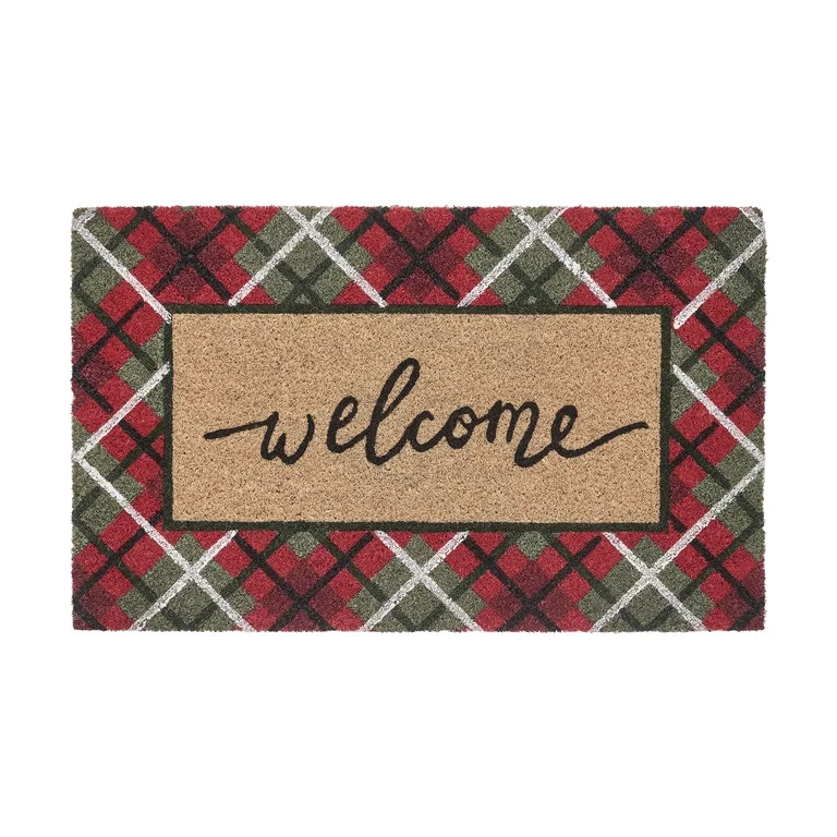 My Texas House Multicolor Plaid Outdoor Coir Doormat, 18" x 30" | Walmart (US)