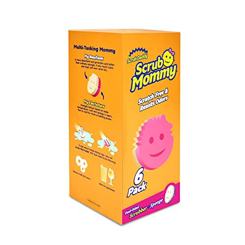 Scrub Daddy Scrub Mommy - Dish Scrubber + Non-Scratch Cleaning Sponges Kitchen, Bathroom + Multi-Surface Safe - Stain + Odor Resistant Dual-Sided Dish Sponges for Scrubbing + Wiping Spills (6 Count) | Amazon (US)