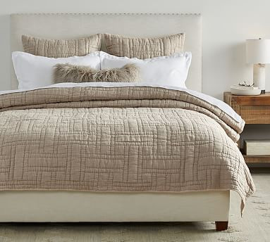 Belgian Flax Linen Handcrafted Basketweave Quilt & Shams | Pottery Barn (US)