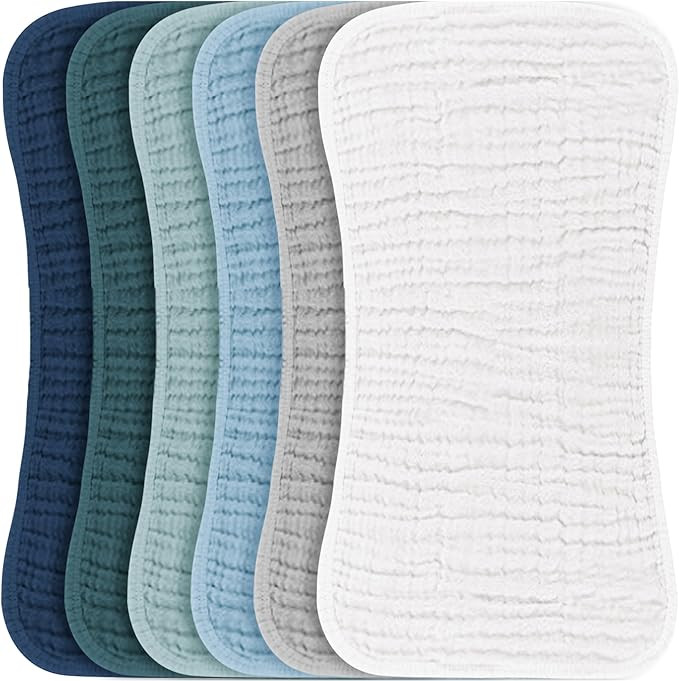 Konssy Muslin Baby Burp Cloths Sets for Unisex- 6 Pack Large 100% Cotton Burping Clothes for Newb... | Amazon (US)