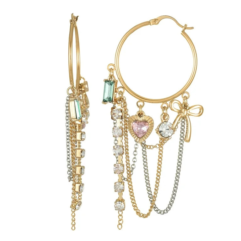 No Boundaries Goldtone Hoop Earring with Charms, 1 Pair | Walmart (US)