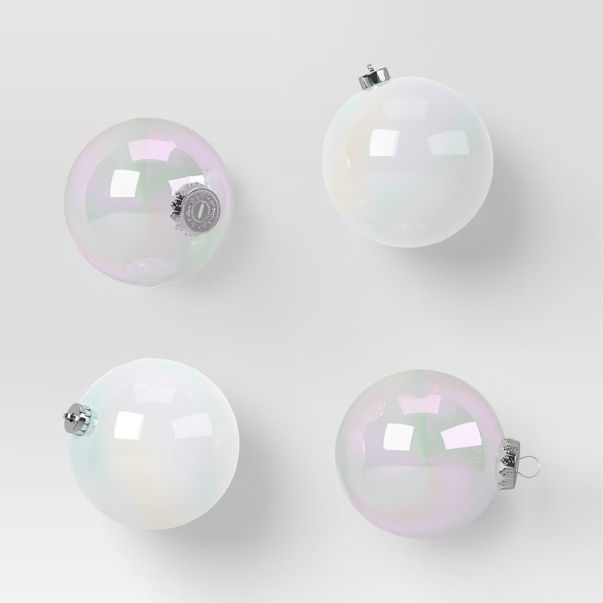 4ct 150mm Christmas Ornament Set Iridescent White/Clear - Wondershop™ | Target