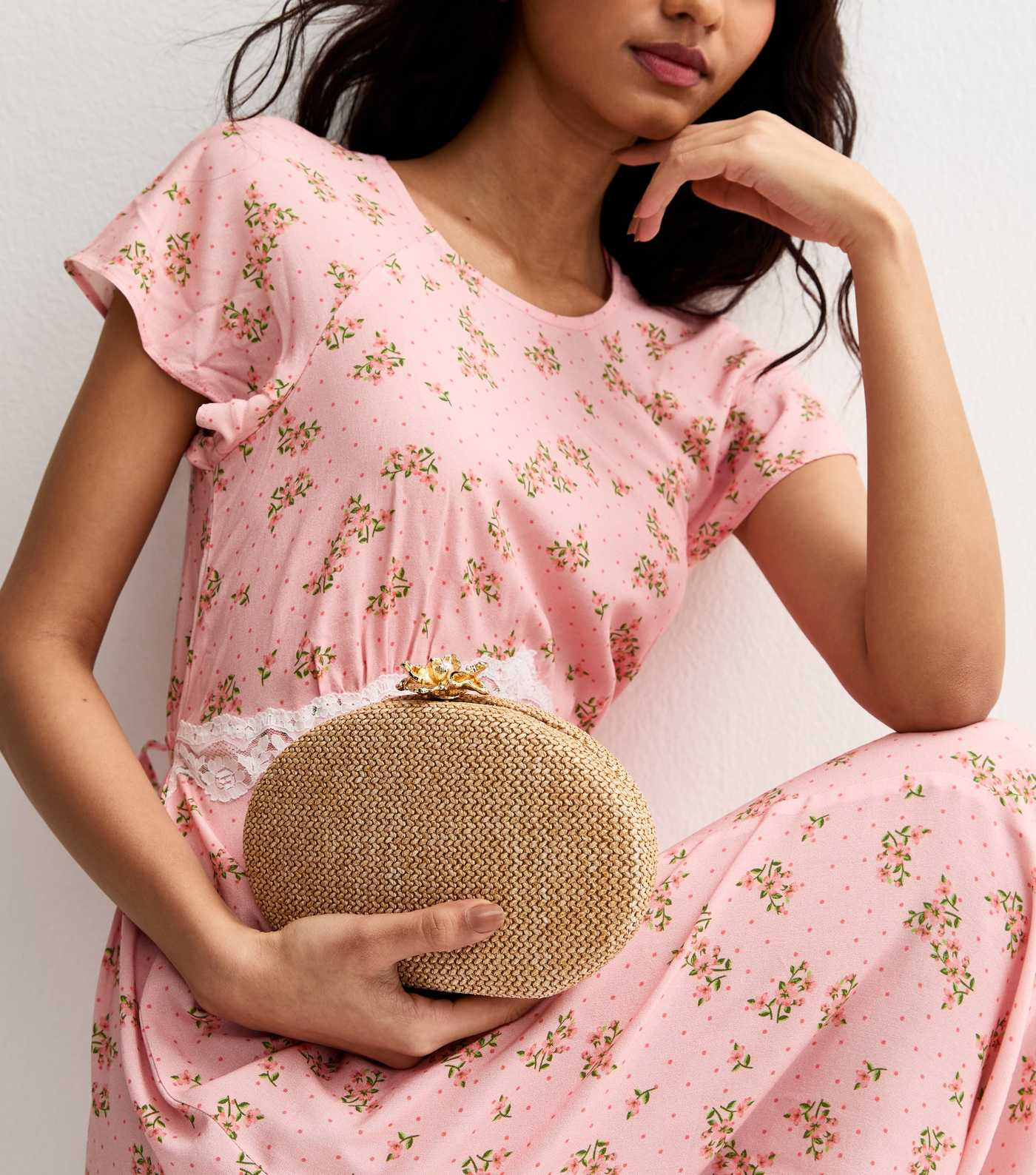 Stone Raffia Look Flower Clasp Box Clutch | New Look | New Look (UK)