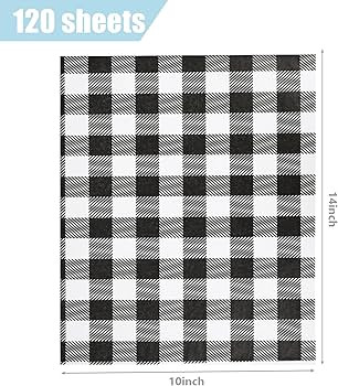 Koogel 120 Sheets Black and White Checkered Tissue Paper, Bulk Tissue Paper Buffalo Plaid Tissue ... | Amazon (US)