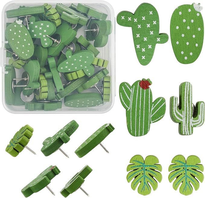 Push Pins 30Pcs Cactus Decorative Push Pins Wood Pins for Cork Board | Amazon (US)