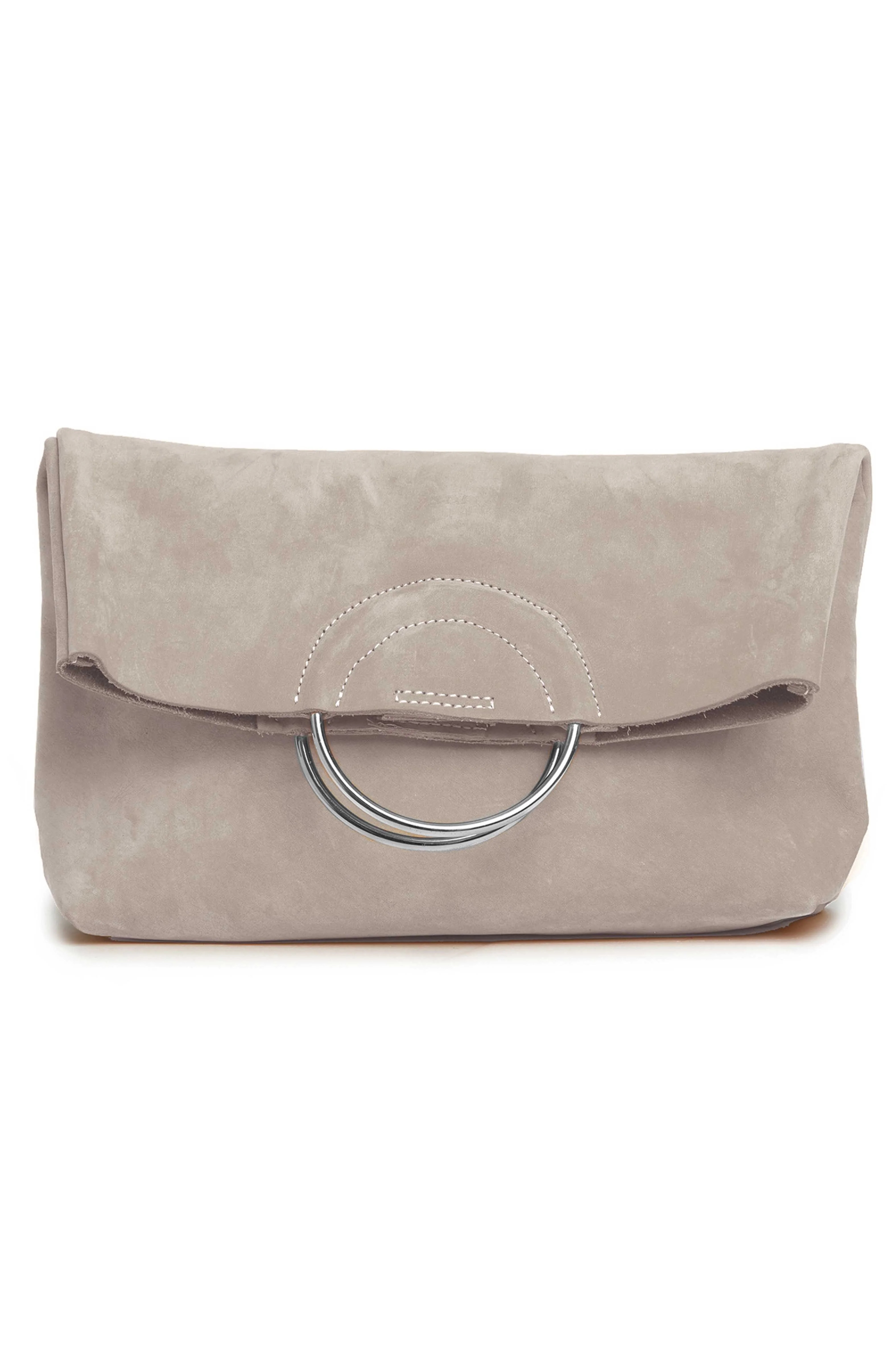fashionABLE Grey Suede Fozi Foldover Clutch | Accompany
