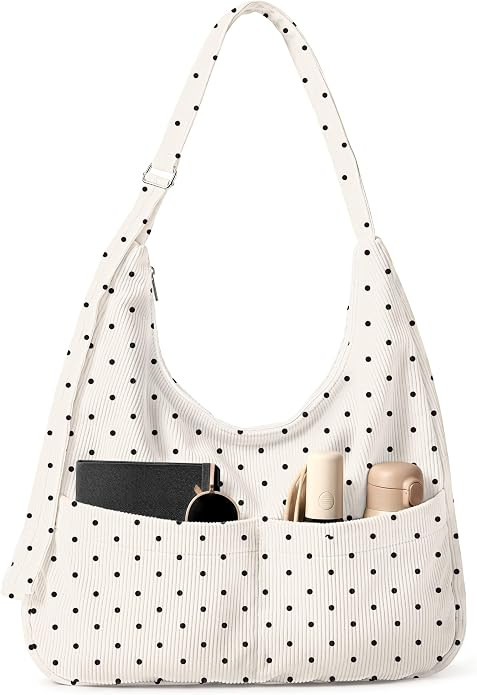 Large Corduroy Hobo Bags for Women - Cute Slouchy Shoulder Crossbody Tote Bag with Zipper & Pocke... | Amazon (US)