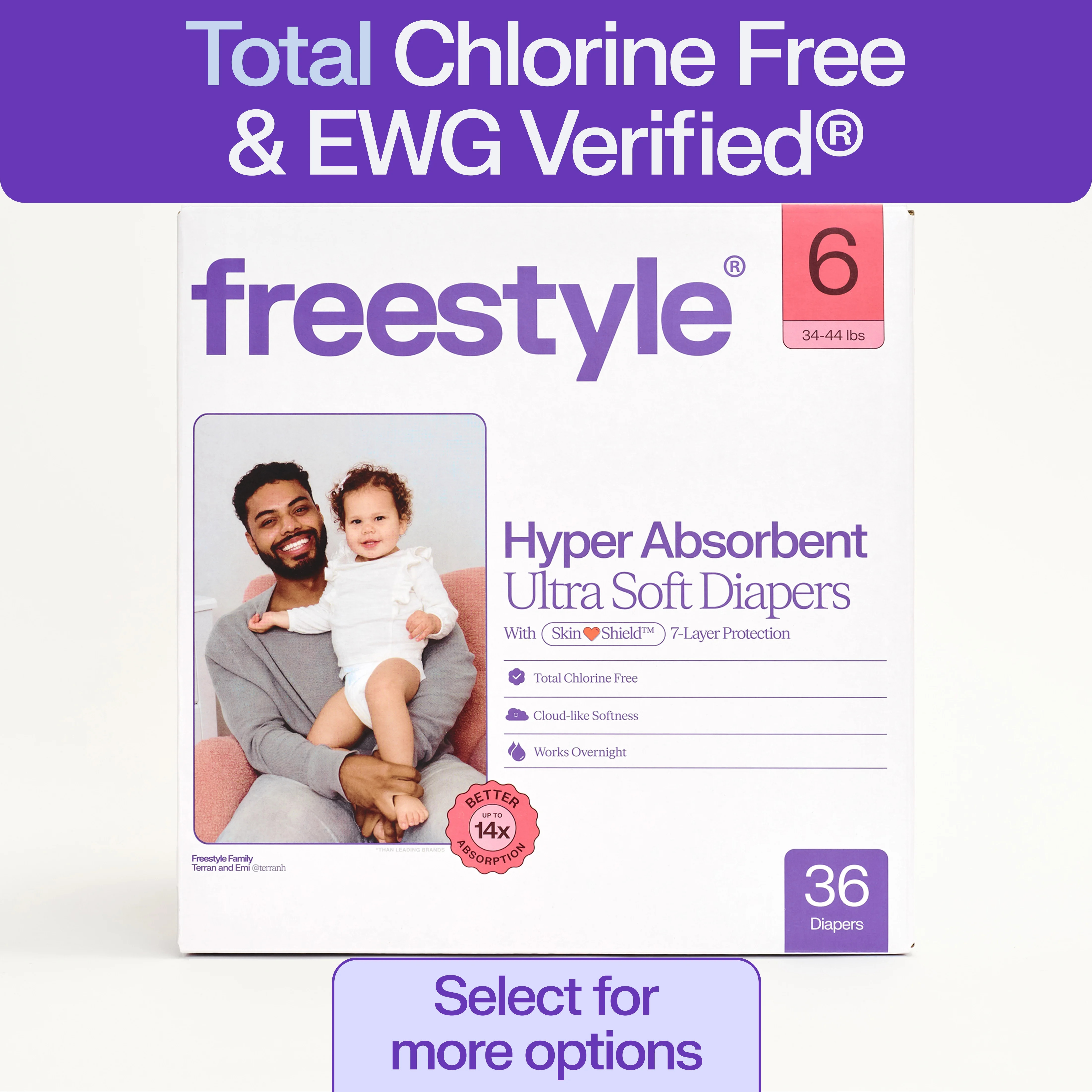 Freestyle Hyper Absorbent Ultra Soft TCF Baby Diapers, Size 6, 36 Count (Select for More) | Walmart (US)