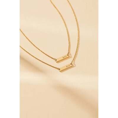 Tiny Tags 14K Gold Ion Plated BFF Bar Chain Necklace Set 2pc - Gold | Target
