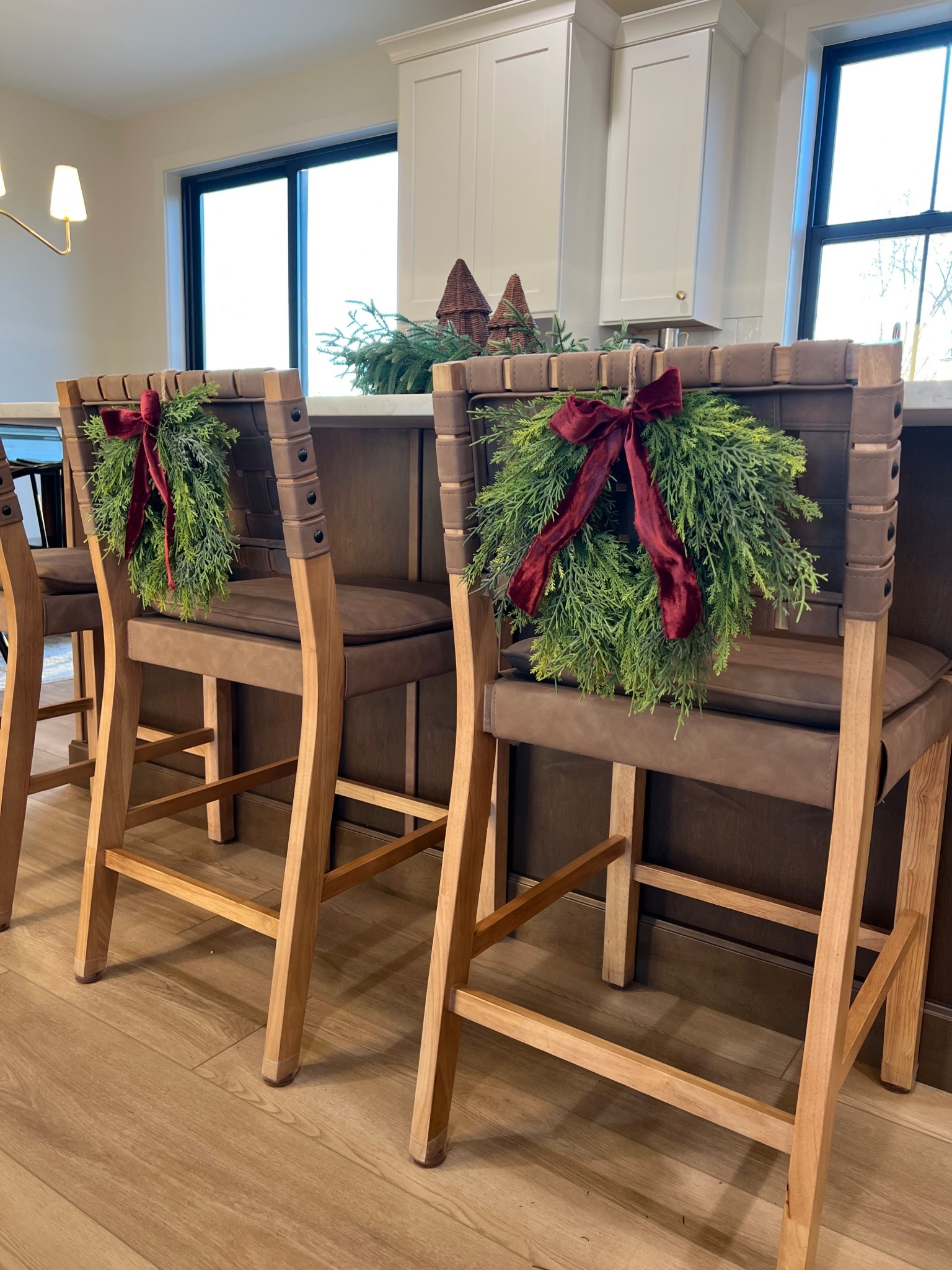 Affordable Christmas decor for your bar stools! I swapped out the white ribbon for a more Christmas vibe.🌲

#LTKHoliday #LTKHome