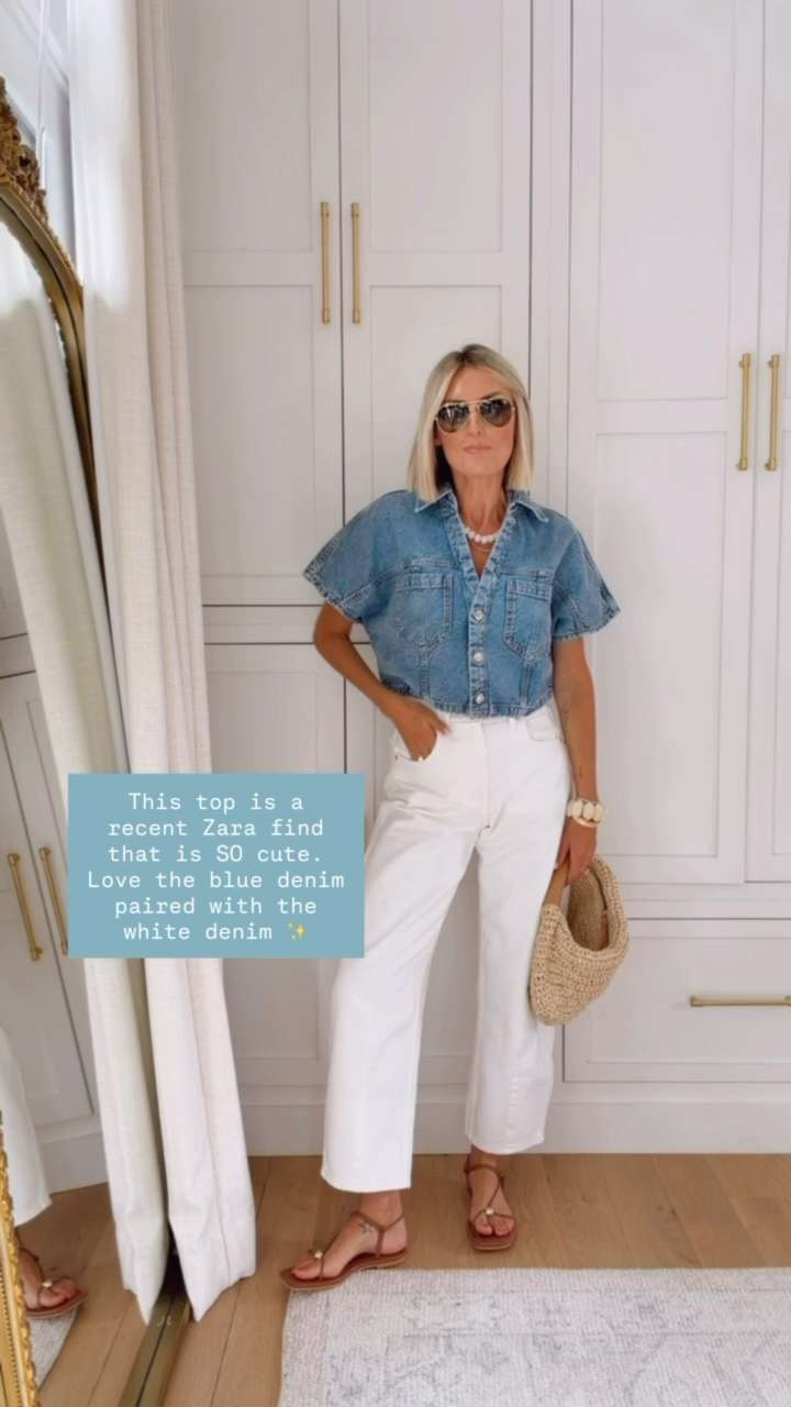 Love a denim on denim moment! I just recently got this denim top from Zara and really like it! Love how it looks with the white denim! Wearing S/4!

Loverly Grey, summer outfit, white jeans, barrel jeans, denim top, zara, target, amazon 

 #LTKSeasonal