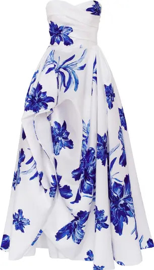 Wonderful white A-line maxi dress with blue flowers | Nordstrom