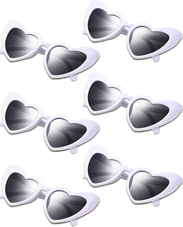 Amazon.com: 6 Pairs Heart Shaped Sunglasses Cat Eye Sunglasses Vintage Heart Glasses for Wedding ... | Amazon (US)