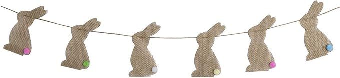 BinaryABC Easter Bunny Rabbit Burlap Banner Bunting Garland, Easter Decorations | Amazon (US)