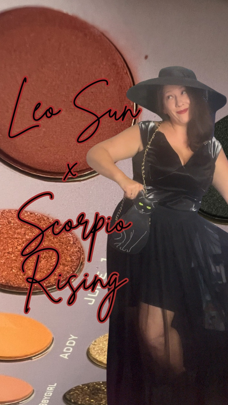 Astrology coded summer & fall style:
Leo Sun x Scorpio Rising 

☀️ Sun sign = Your primary astrology sign (when people ask “what’s your sign?” this is the one you say). Your core self & what motivates you. 

⬆️ Rising sign = How people perceive you & how you present yourself to the world. (Sun sign can be learned with birth month and day; Rising sign needs that info + location & time of birth.) 

♌️ Leo Personality - Confident, charismatic, dramatic, warm, generous, ambitious, proud, strong-willed. 

♏️ Scorpio Personality - Intense, passionate, mysterious, private, loyal, protective, determined, emotionally complex 

When this combination enters a room, it’s impossible to look away. Leo’s showy confidence and Scorpio’s seductive intensity is magnetic when combined, though while some other signs matched with Leo would be happy to exert their power on a room all night, the mysterious Scorpio’s influence makes this combo crave an immediate impact and a quick exit. Always make them want more! 

Style Guide:

- This combo is energized by shades of gold, burgundy, deep red, rust, eggplant, indigo…and of course, black. 

- When a Leo x Scorpio has had enough & wants to hide, they do it in the most public way possible so oversized hoods & floor length cloaks are wardrobe essentials. 

- Leo doesn’t mind showing off that bod & Scorpio is always down for a seductive moment so stock up on Bodycon dresses, stilettos, and skirts with slits up the side. 

- Scorpio adds a dark, edgy side to Leo’s sleek polish so leather or vinyl pieces typically get a lot of play

For this look, I chose peep toe black boots with Leo gold accents & a sheer black skirt (Scorpio likes to hide, but Leo still wants to be seen), a black vinyl top, oversized hat, & a Leo coded kitty bag in Scorpio black. 

Other must-have pieces: Thigh high boots, silky button up blouses, items with mesh, hidden pockets, or sheer elements (Scorpio loves mystery). 

#ScorpioSeason #ootd #fallstyle 

#LTKFindsUnder100 #LTKStyleTip #LTKSeasonal