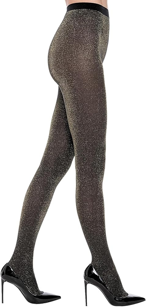 Women's Sparkly Metallic Golden Silvery Shimmer Tights 50D High Waist Glitter Pantyhose Party Eve... | Amazon (US)