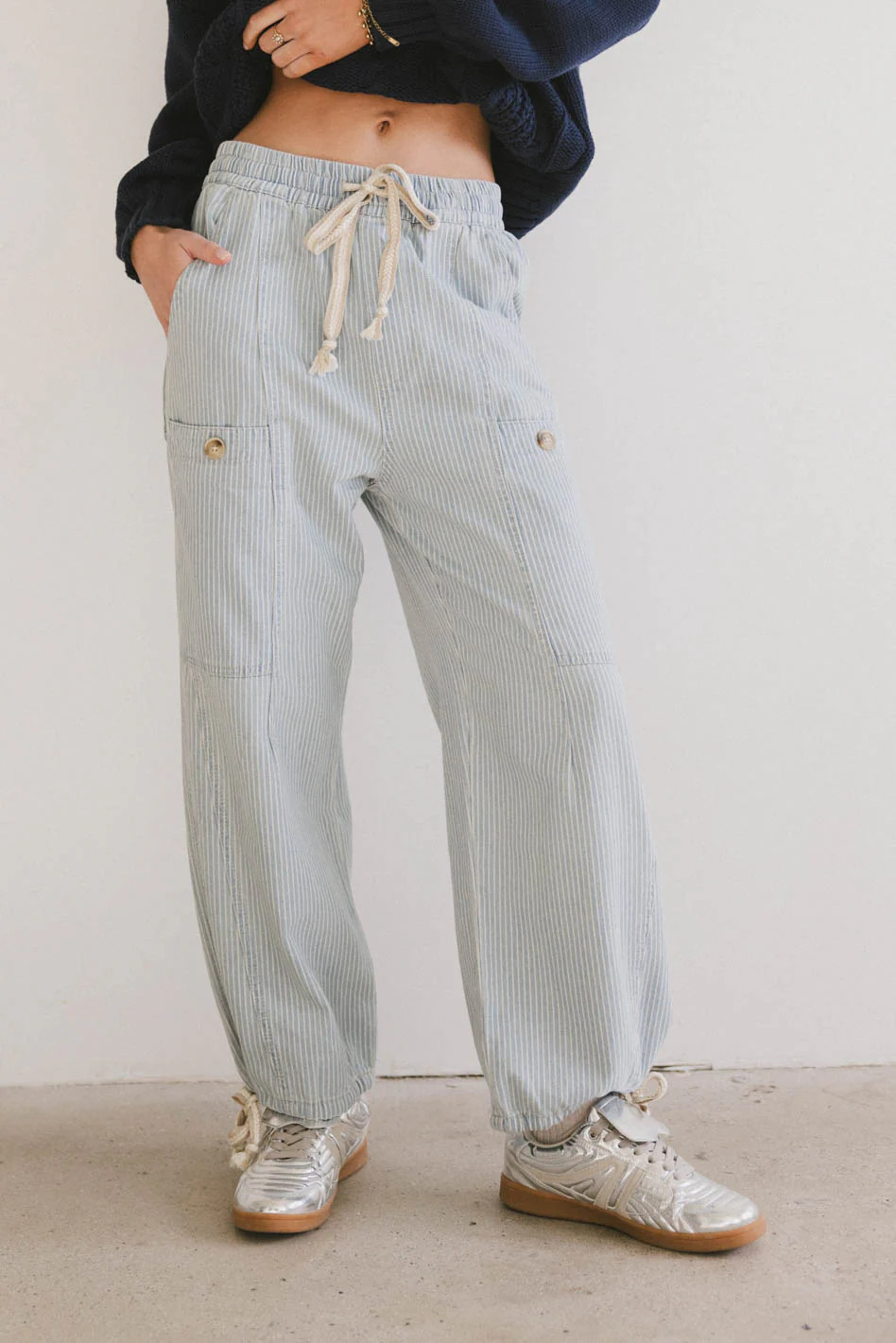 Robyn Striped Pants in Denim | Böhme US