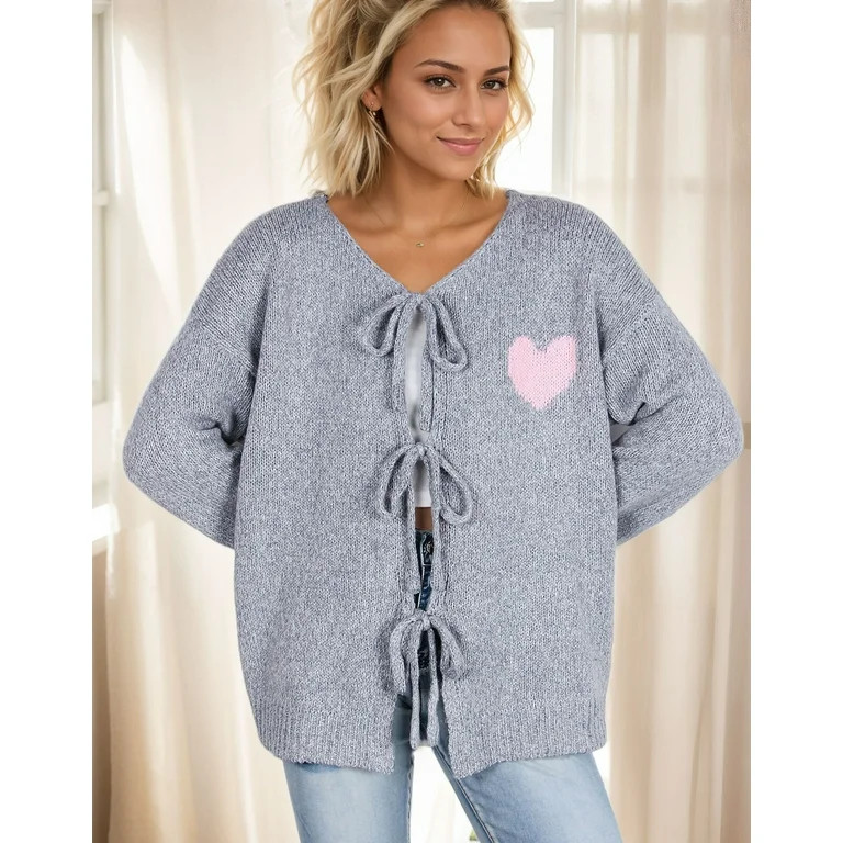 Cárdigan para Mujer, Cárdigan de Punto Trenzado con Cuello en V, Suéter Informal con Frente Ab... | Walmart (US)