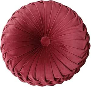 Round Filled Cushion,Velvet Cushions,Pleated Round Pillow, Scatter Cushion Home Decorative for Ho... | Amazon (US)