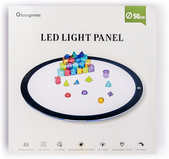 Round LED Light Panel for Kids - Adjustable Brightness - Preschool and Classroom Light Table for ... | Amazon (US)