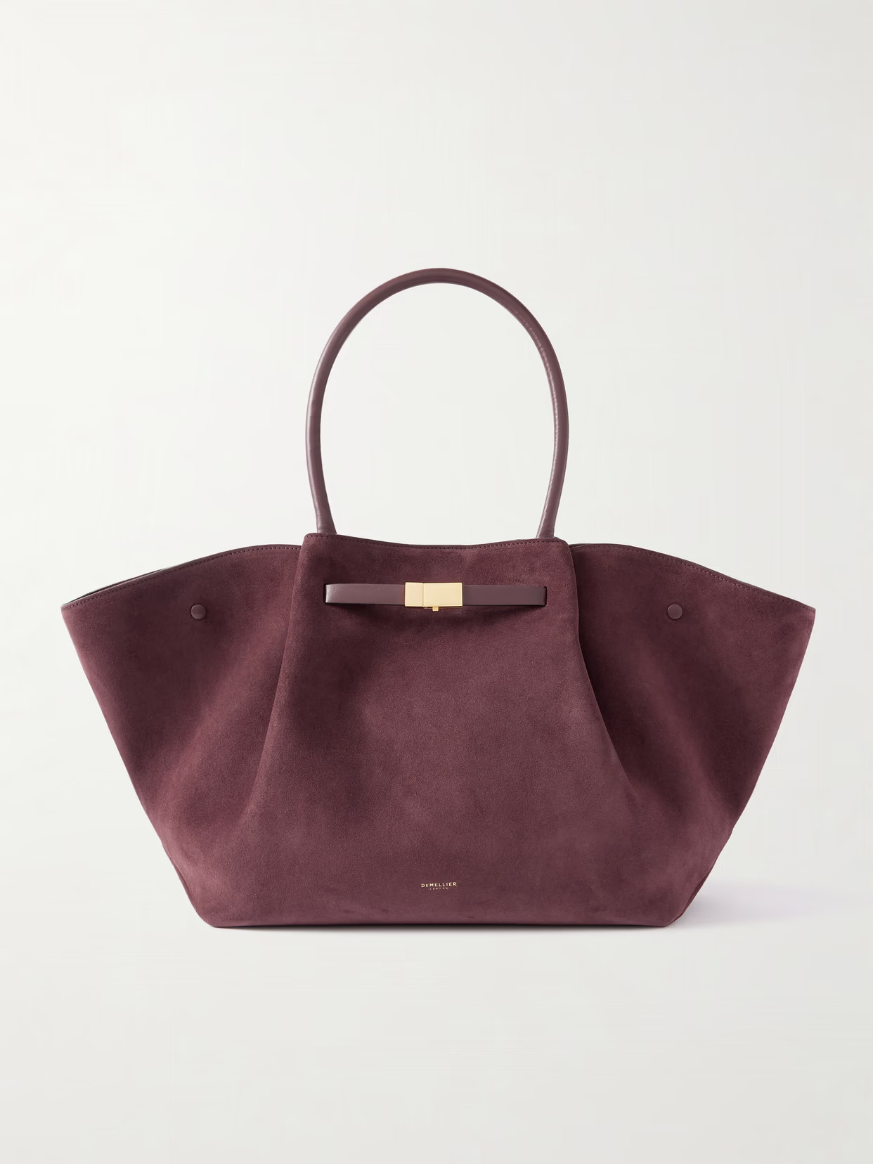 DeMellier - New York Large Leather-trimmed Suede Tote - Burgundy | NET-A-PORTER (US)