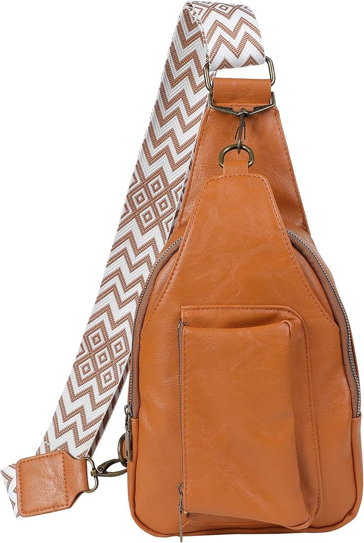 TINVSKQQKJ Women small pu leather sling bag fashion shoulder strap chest Crossbody backpack Daypa... | Amazon (US)