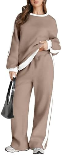 Herseas Women 2 Piece Outfits Color Block Sweatsuit Casual Fleece Lounge Matching Sets | Amazon (US)