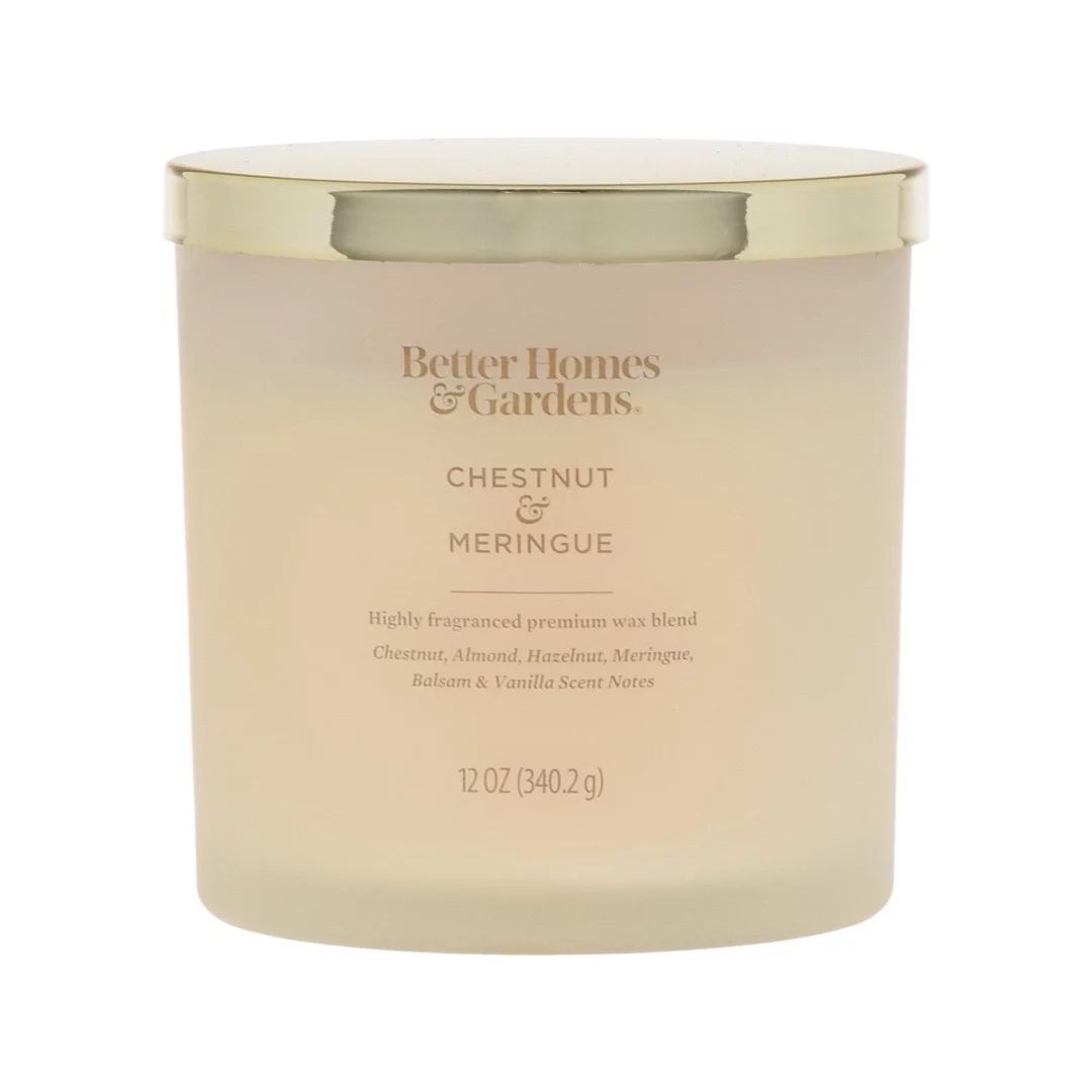 Better Homes & Gardens Chestnut & Meringue Scented 2-Wick Glass Jar Candle with Gold Metal Lid 12... | Walmart (US)