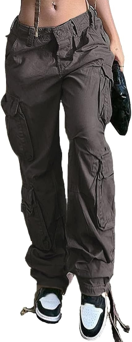 High Waist Baggy Cargo Jeans for Women Flap Pocket Relaxed Fit Straight Wide Leg Y2K Fashion Jean... | Amazon (US)