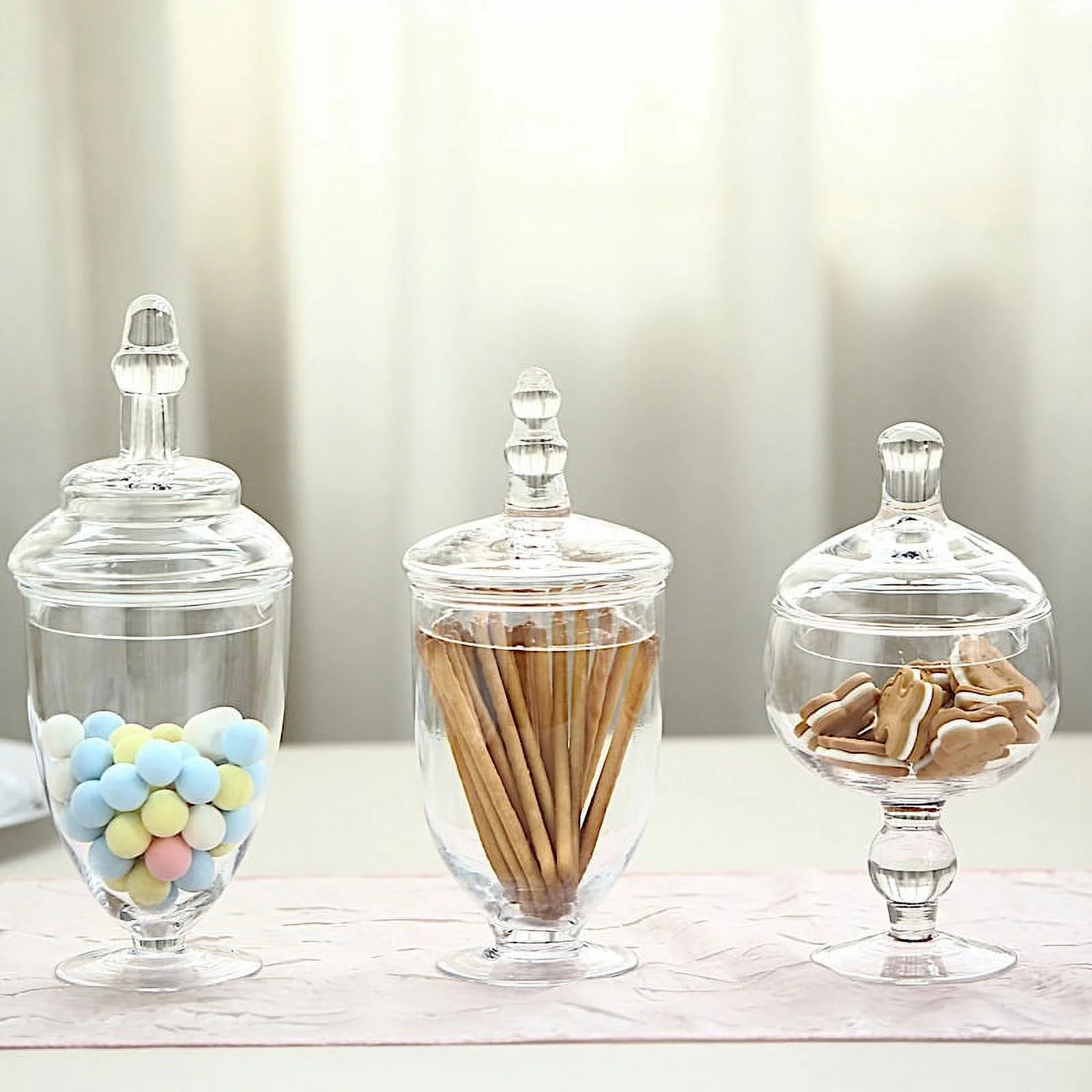 Balsa Circle Clear 3 Pieces 9" 10" 11" Tall Glass Apothecary Jars with Lids, Wedding Party Candy ... | Walmart (US)