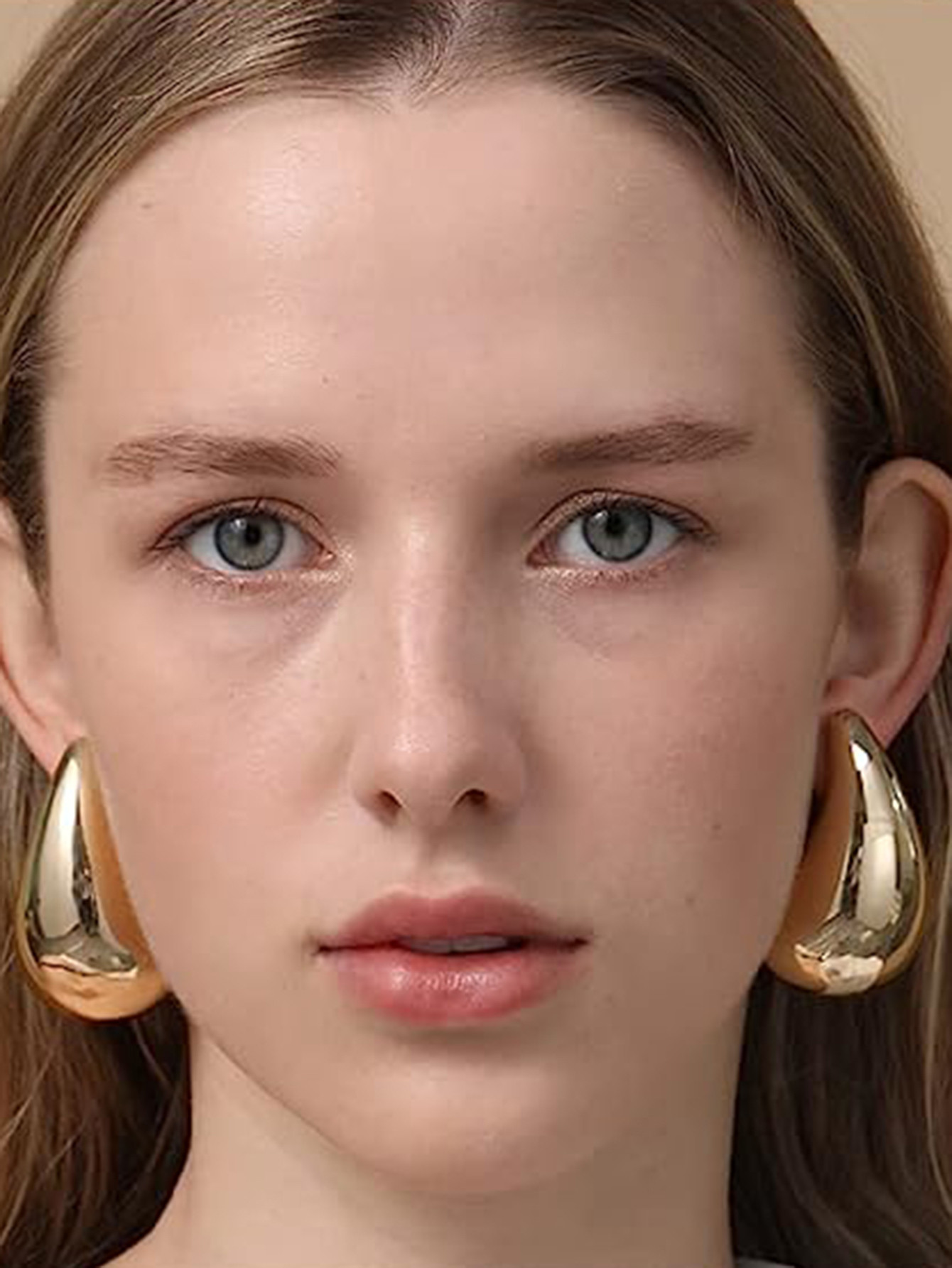 1pair Lady's En Long Teardrop Shaped Earrings In Copper With Polishing & Wire Drawing Craft, For ... | SHEIN