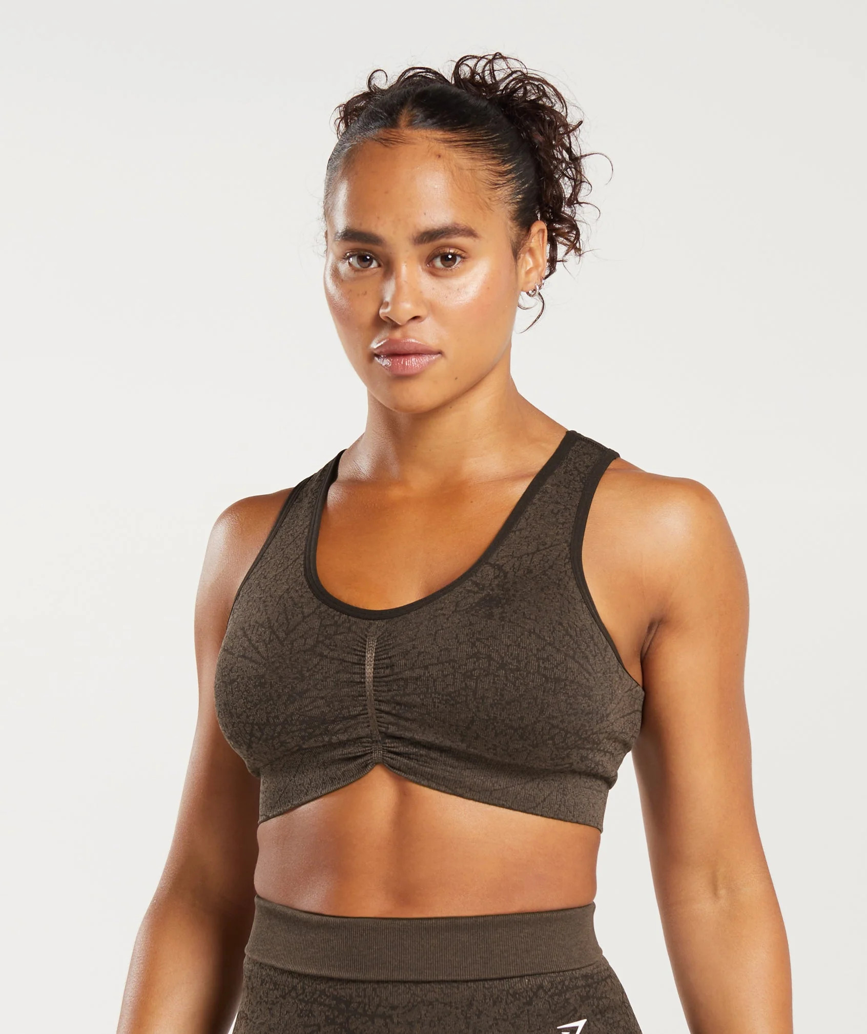 Gymshark Adapt Pattern Seamless Longline Bra - Woodland Brown/Soul Brown | Gymshark US
