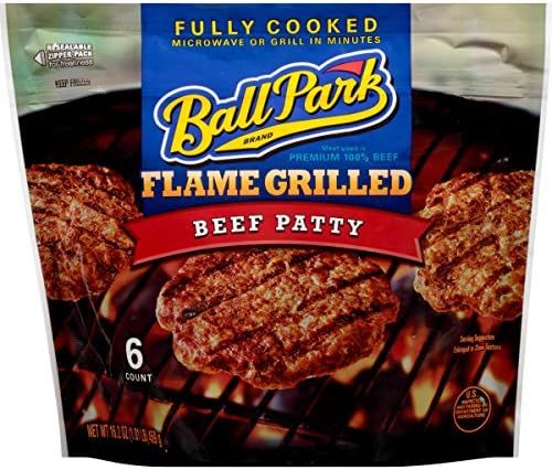 Ball Park Fully Cooked Flame Grilled Beef Patties 6 Count | Amazon (US)