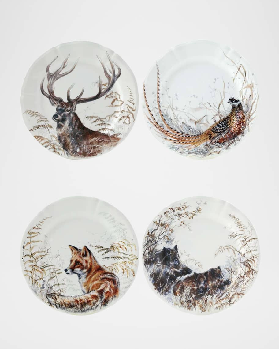 Gien Sologne Assorted Wildlife Dessert Plates, Set of 4 | Neiman Marcus