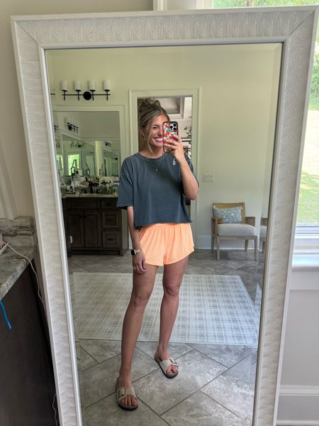 Outfit of the day! Shorts are so stretchy + comfy. The most beautiful peach creamsicle orange color. 🍑🍊 TTS - M
Comfy oversized cropped tee. TTS - M


#LTKFitness #LTKActive #LTKFindsUnder50
