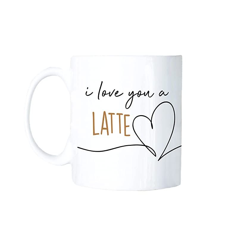 I Love You A Latte Valentine's Day Hearts White Ceramic Mug Gift,Galentine's Day Gift, Latte Coff... | Amazon (US)