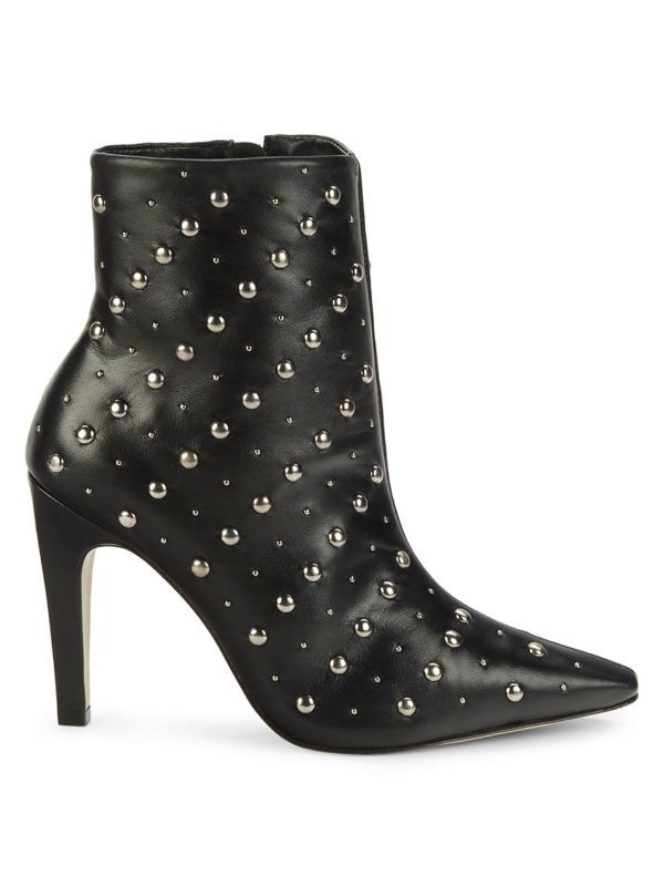 Studded Stiletto-Heel Leather Booties | Saks Fifth Avenue OFF 5TH