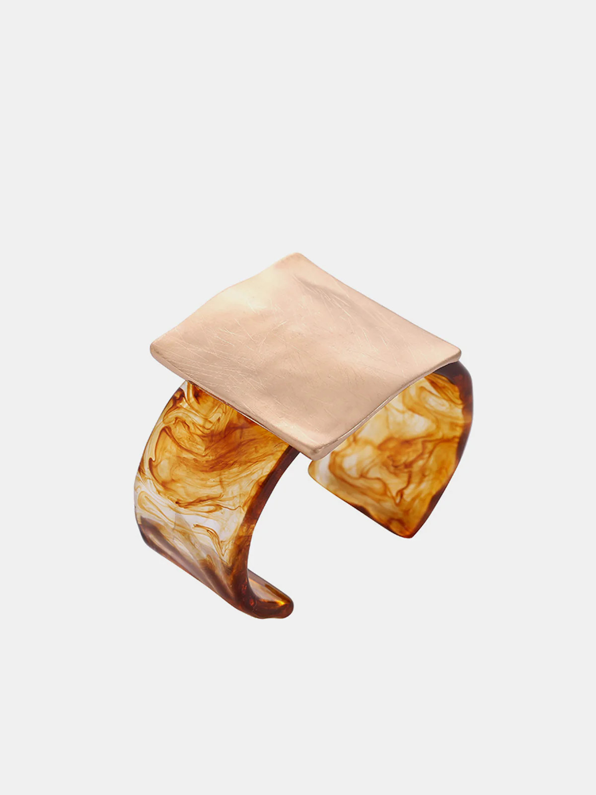 Square Metal Accent Tortoiseshell Cuff Bracelet | Commense