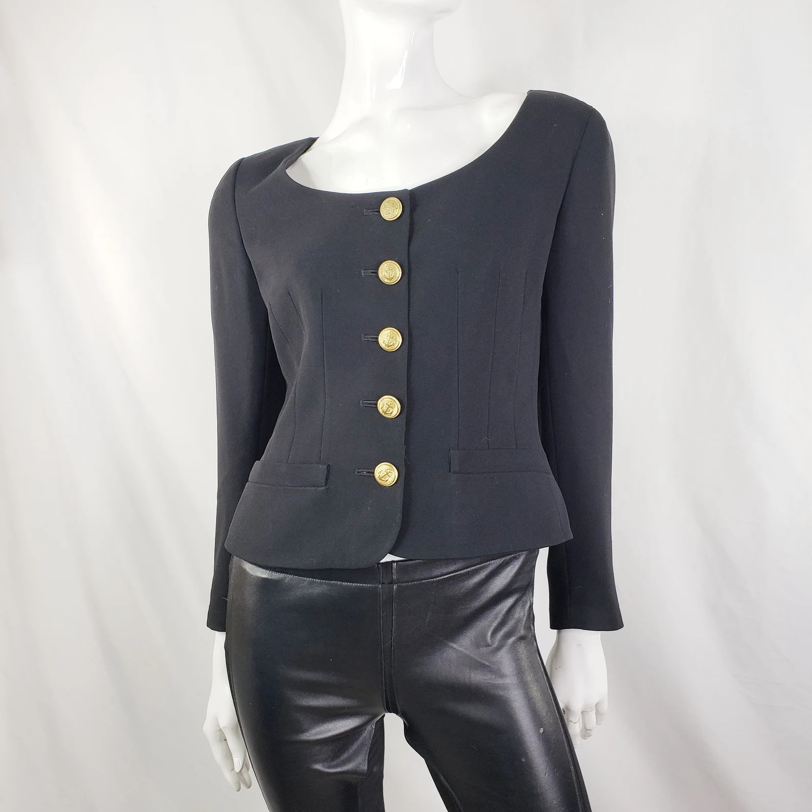 Vintage Rickie Freeman Black Blazer Gold Buttons Small | Etsy (US)