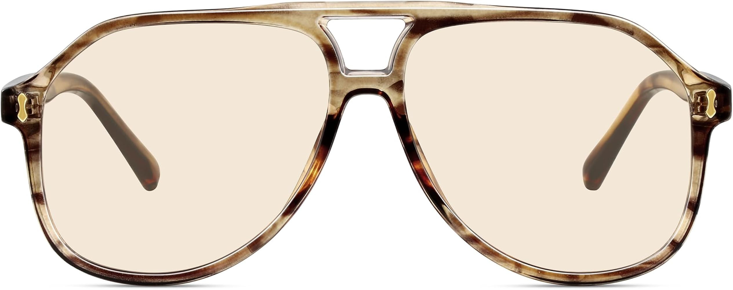 Oversized Aviator Sunglasses for Women, Retro 70s Square Thick Frame Glasses with Double Bridge | Amazon (US)