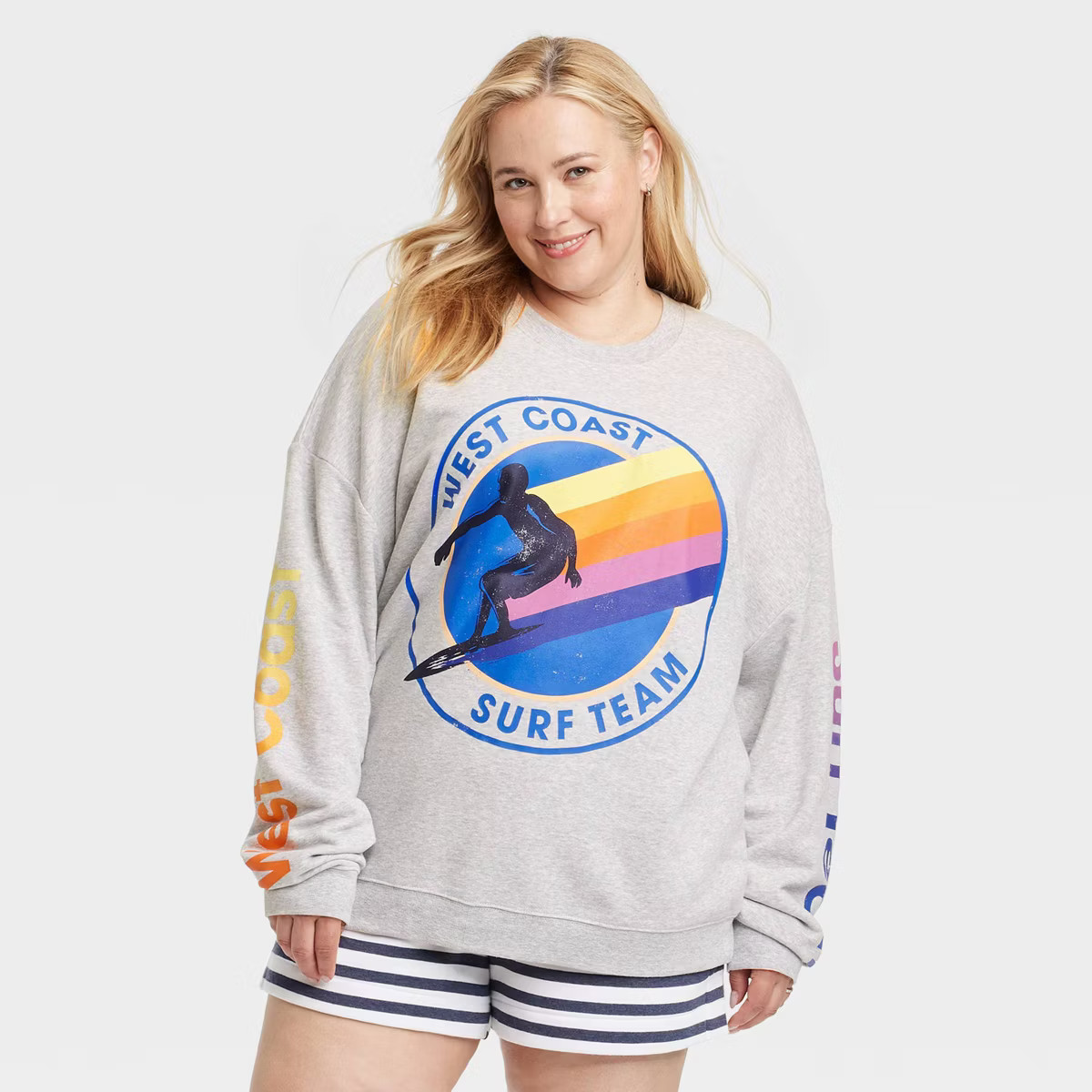 Women's West Coast Surf Team Graphic Sweatshirt - Gray | Target