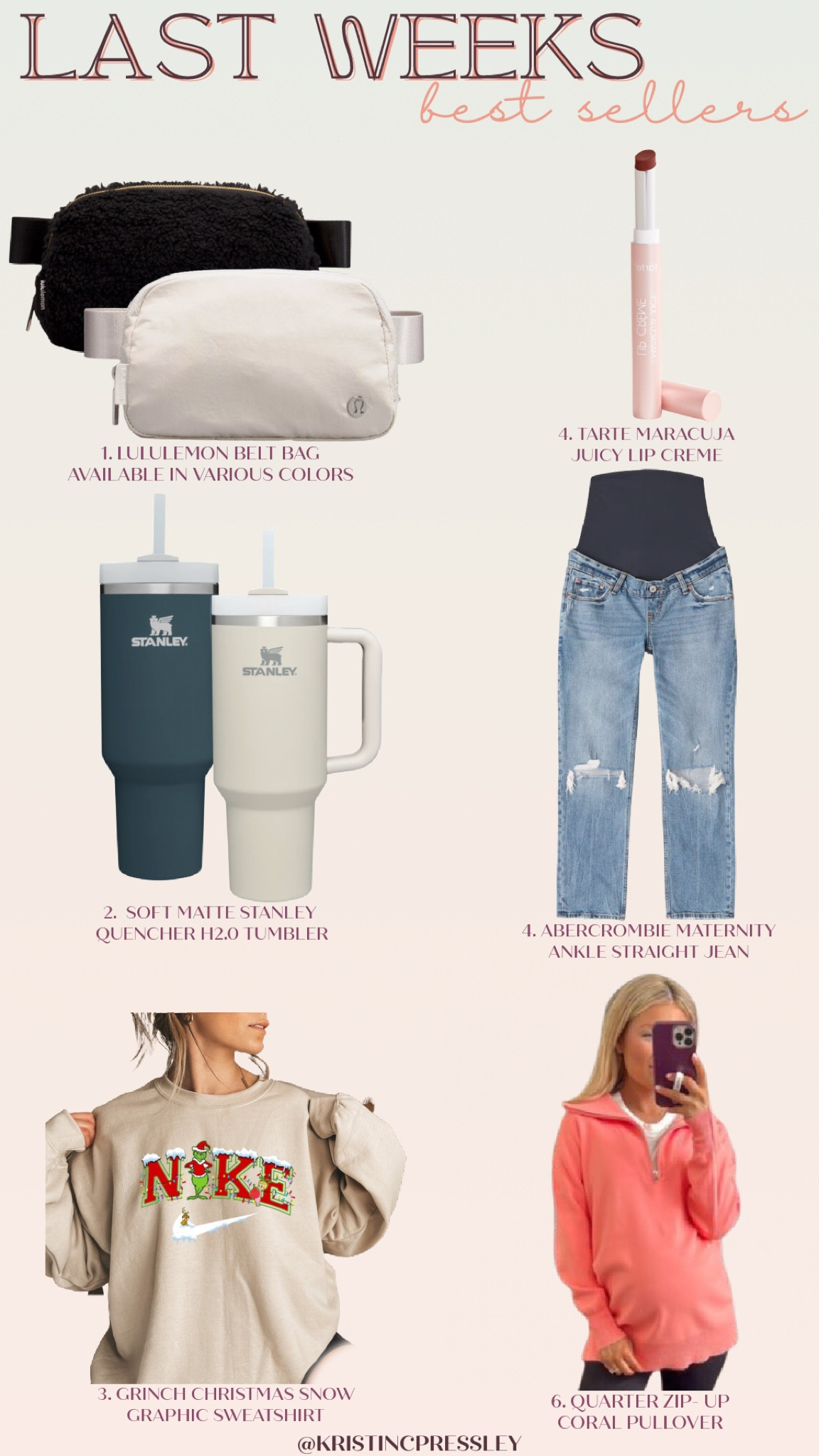 Last week’s best sellers. Belt bag. Fleece lined out bag. Viral gift. Trendy gift. Stanley Cup. Maracuja lip. Beauty gift. Graphic sweatshirt. Holiday sweatshirt. Trendy sweatshirt. Oversize sweatshirt. Maternity jeans. Gift for her. Sister gift. Best friend yet. Wife gift. Girlfriend yet. Beauty gift. Fashion gift. Easy gift. Gift for anyone.

#LTKstyletip #LTKGiftGuide #LTKHoliday