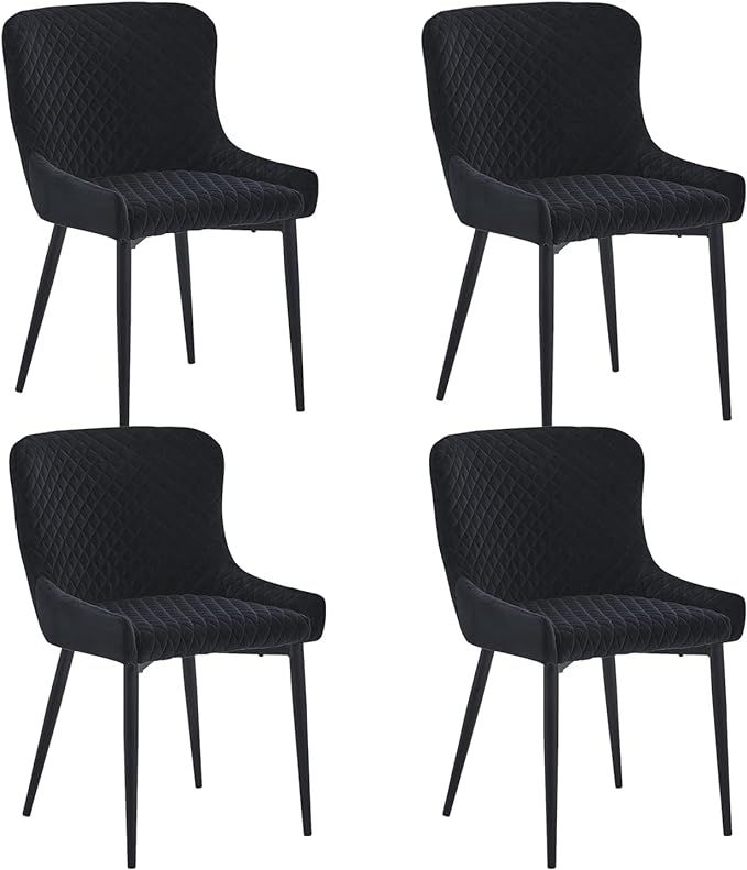 CLIPOP Mid-Century Modern Dining Chairs Set of 4, Velvet Fabric Dining Chair with Metal Leg, Wing... | Amazon (US)