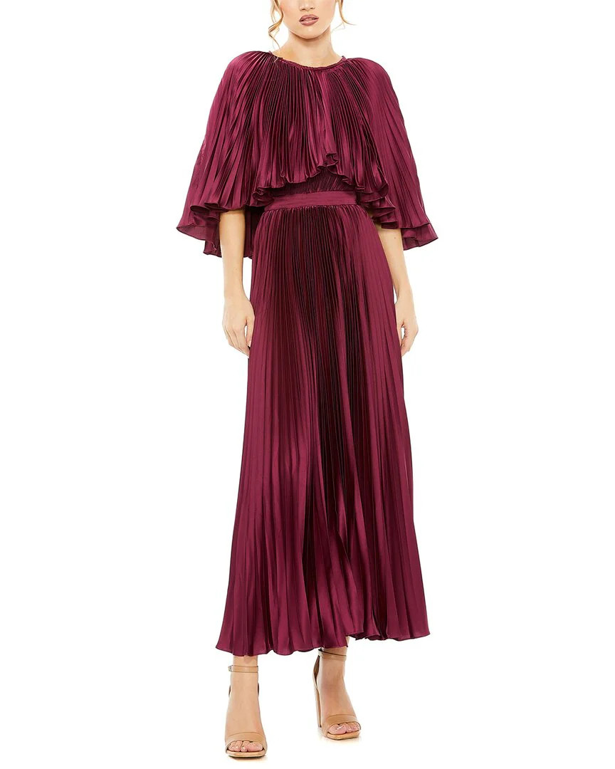 Mac Duggal Pleated Caplet T-Length Gown Dress | Shop Simon