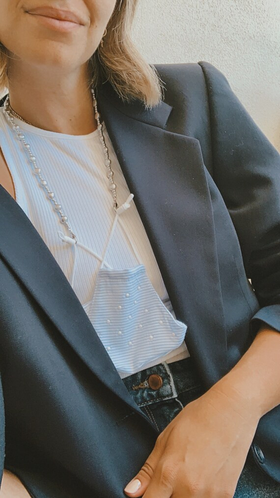 Gray Freshwater Pearl Chain (Mask or Sunglass Compatible) | Etsy (US)