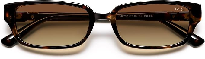 SOJOS Trendy Retro Rectangle Polarized Sunglasses Womens Men SJ2732 | Amazon (US)