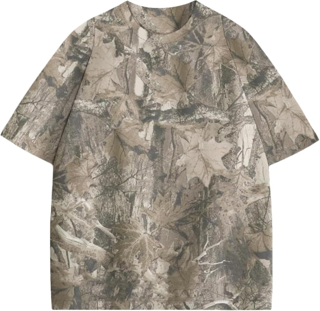 Y2k Camo Oversized Short Sleeve Crew Neck Baggy Shirts Maple Leaf Printed Tshirts Shirts for Wome... | Amazon (US)