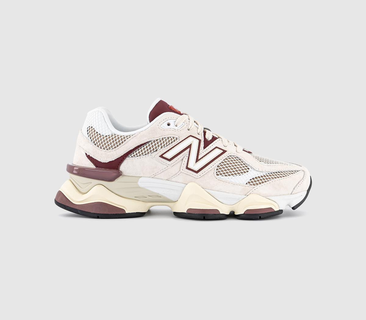 New Balance Mens 9060 Trainers Linen Burgundy White, 6.5 | Office Shoes (UK)