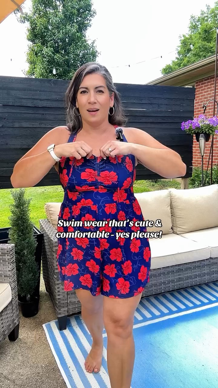 A swim suit that’s cute and comfy, has pockets, and comes in plus sizes - yes please! 🌺✨ 

Follow @nicholebabinec for more mid to plus-size outfit inspiration 

#bloomchic #over40style #swimromper #swimwear #summervibes☀️

#LTKSwim #LTKPlusSize #LTKOver40