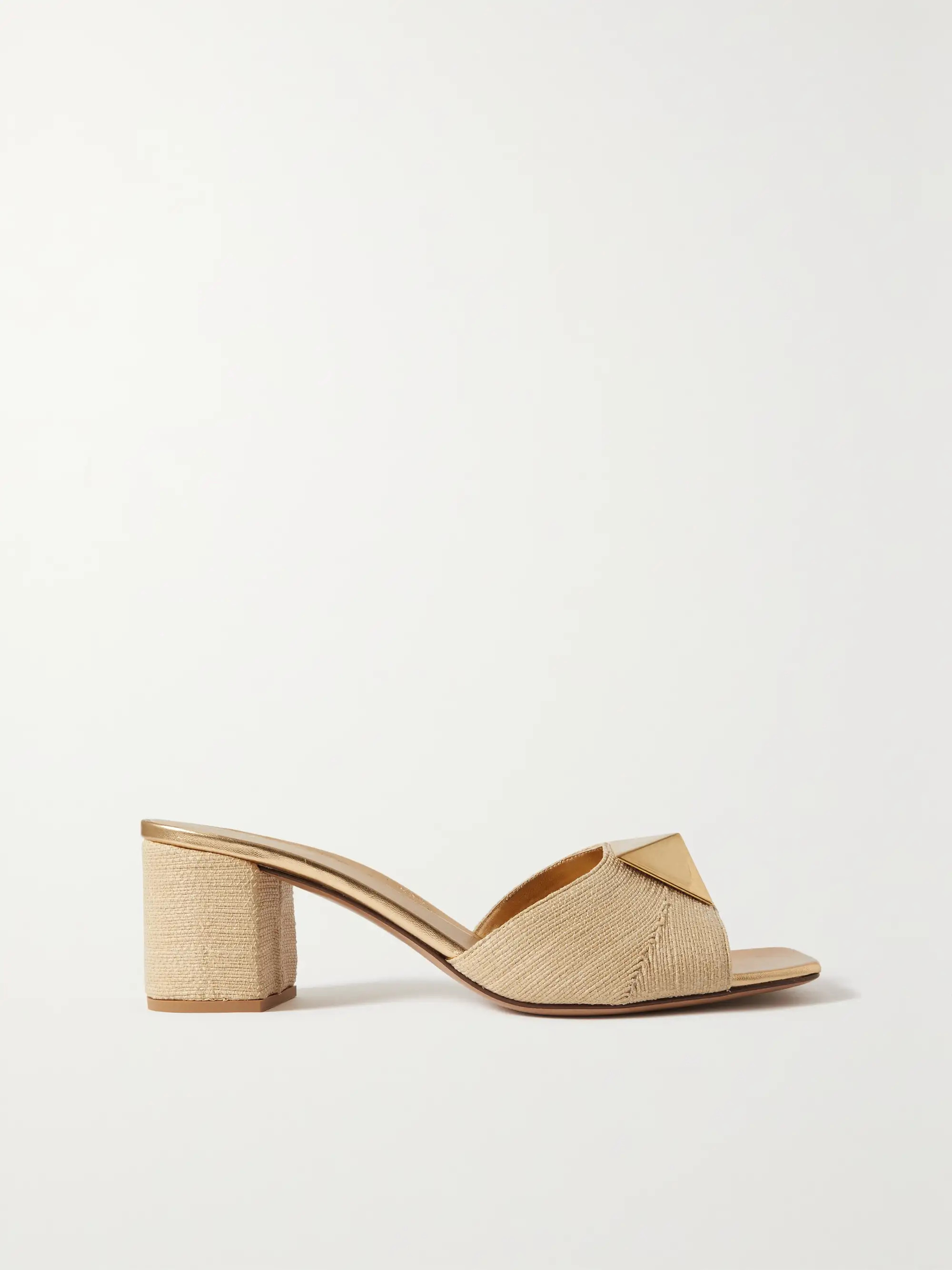 One Stud 60 raffia and metallic leather mules | NET-A-PORTER (US)